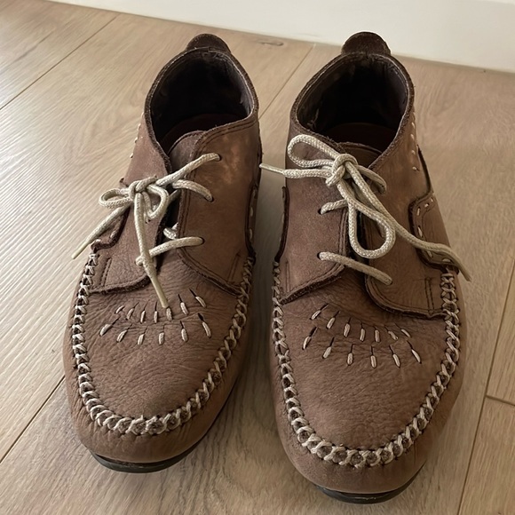 Hush Puppies Leather Moccasin Boho Ankle Laceup Bootie - Picture 2 of 10